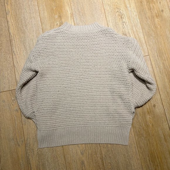 Oversized Sweater Casual Long Sleeve Crew Neck PulloverTop Ribbed Cream Medium - Picture 4 of 4